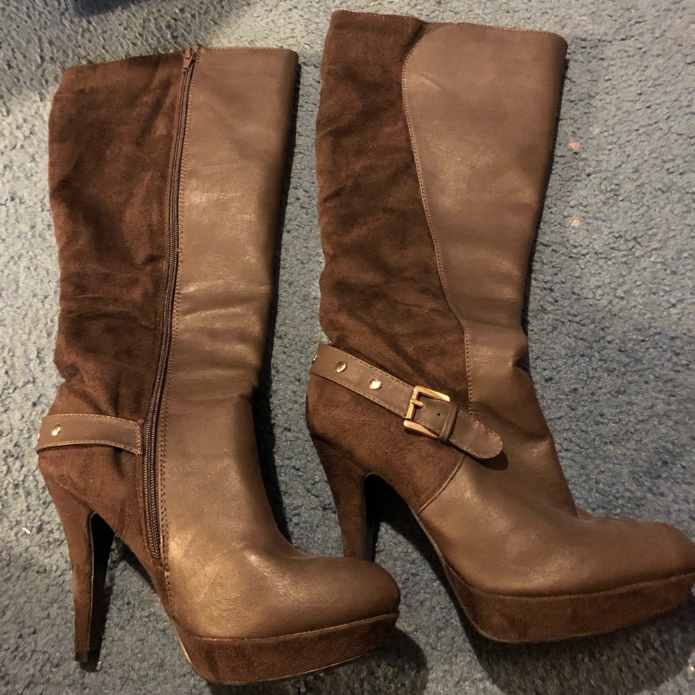 Brown knee high boots